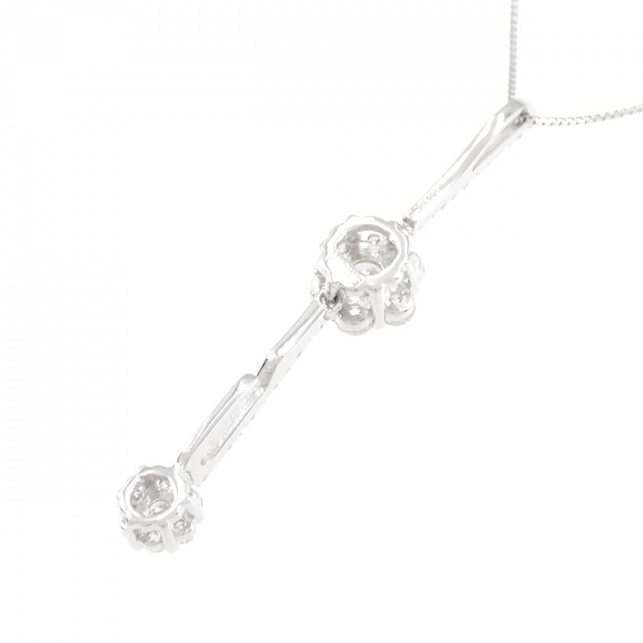 K18WG 2WAY フラワー ダイヤモンド ネックレス 0.75CT