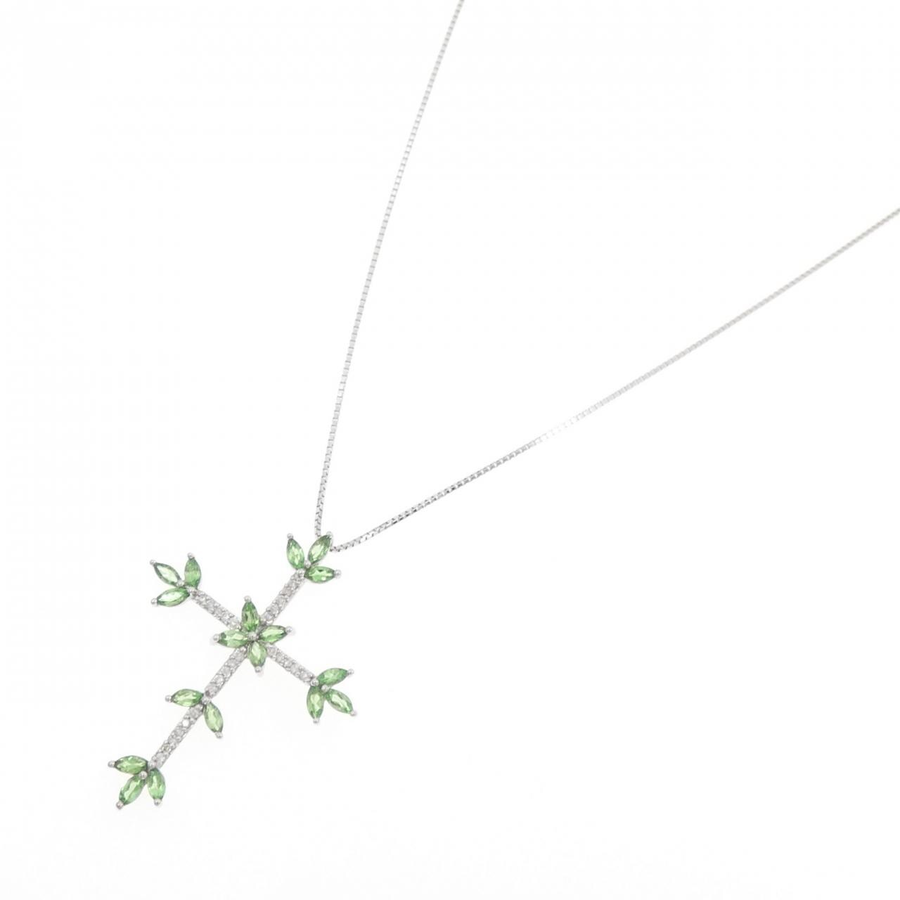 K18WG グリーンガーネット ネックレス 1.20CT
