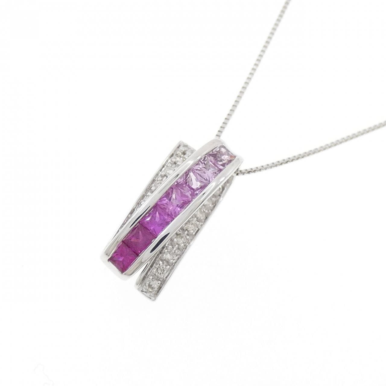 K18WG彩色宝石项链