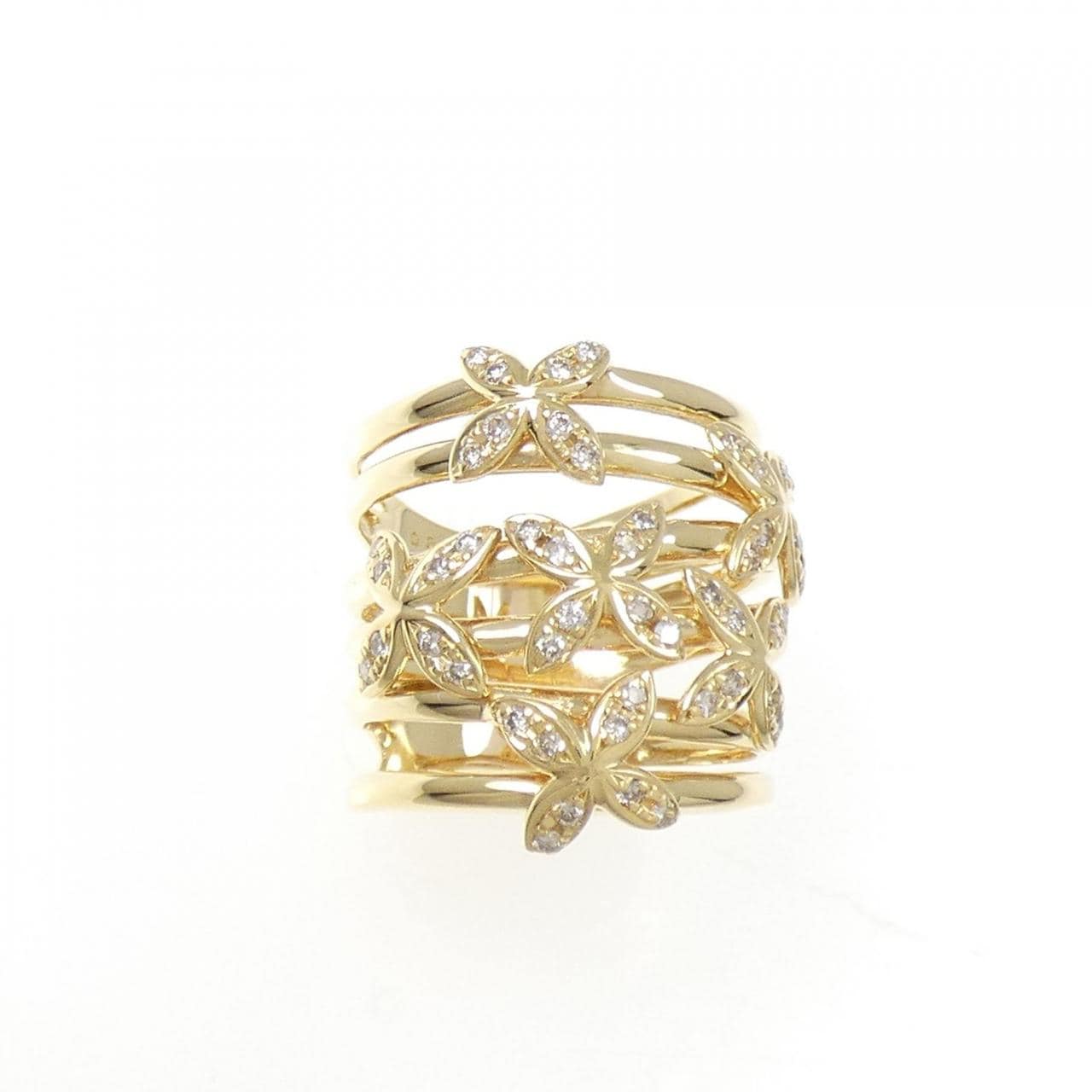 K18YG flower Diamond ring 0.30CT