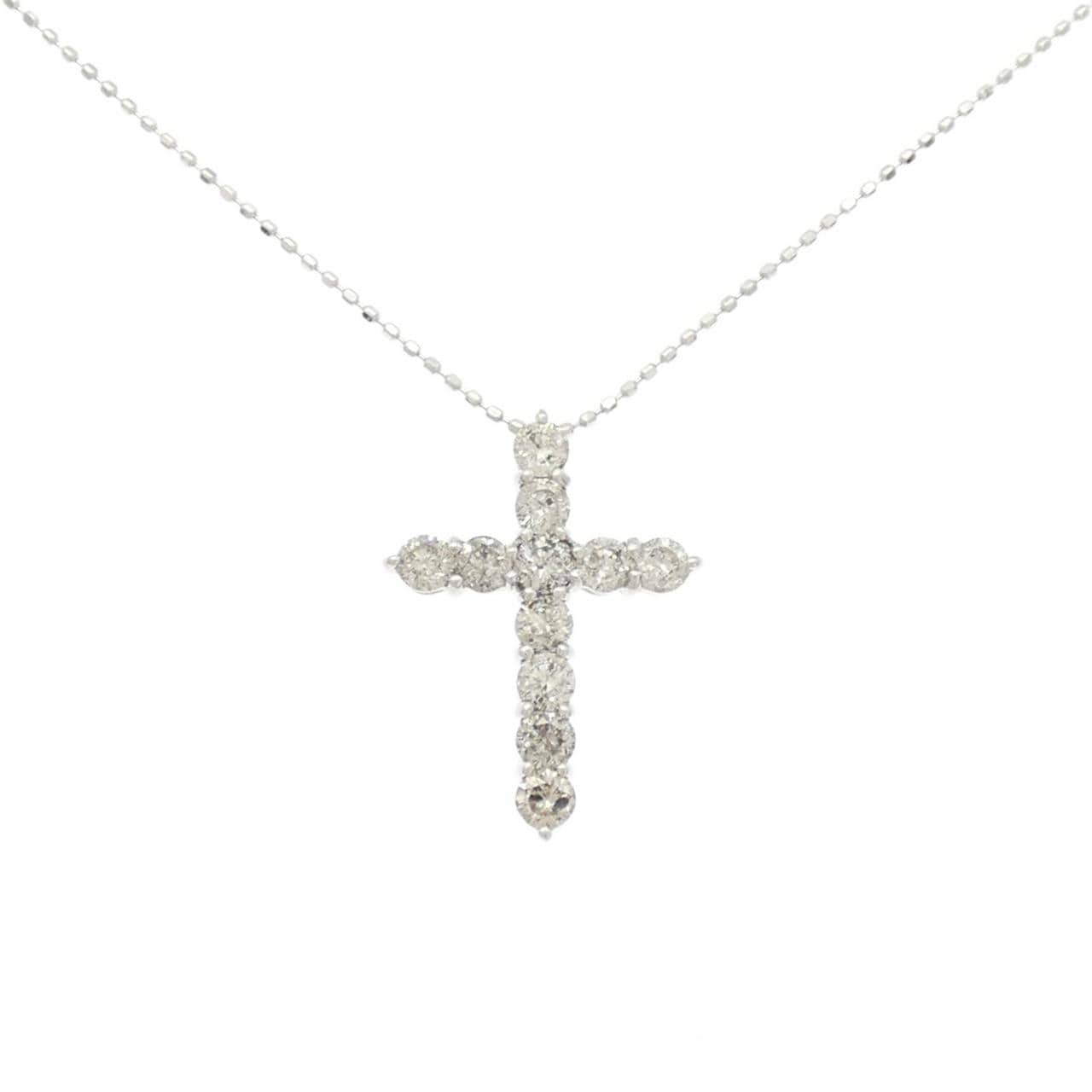 K18WG クロス ダイヤモンド ネックレス 1.00CT