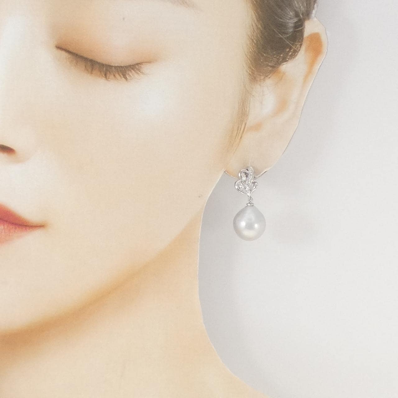 PT900/PT850 白蝶パール イヤリング