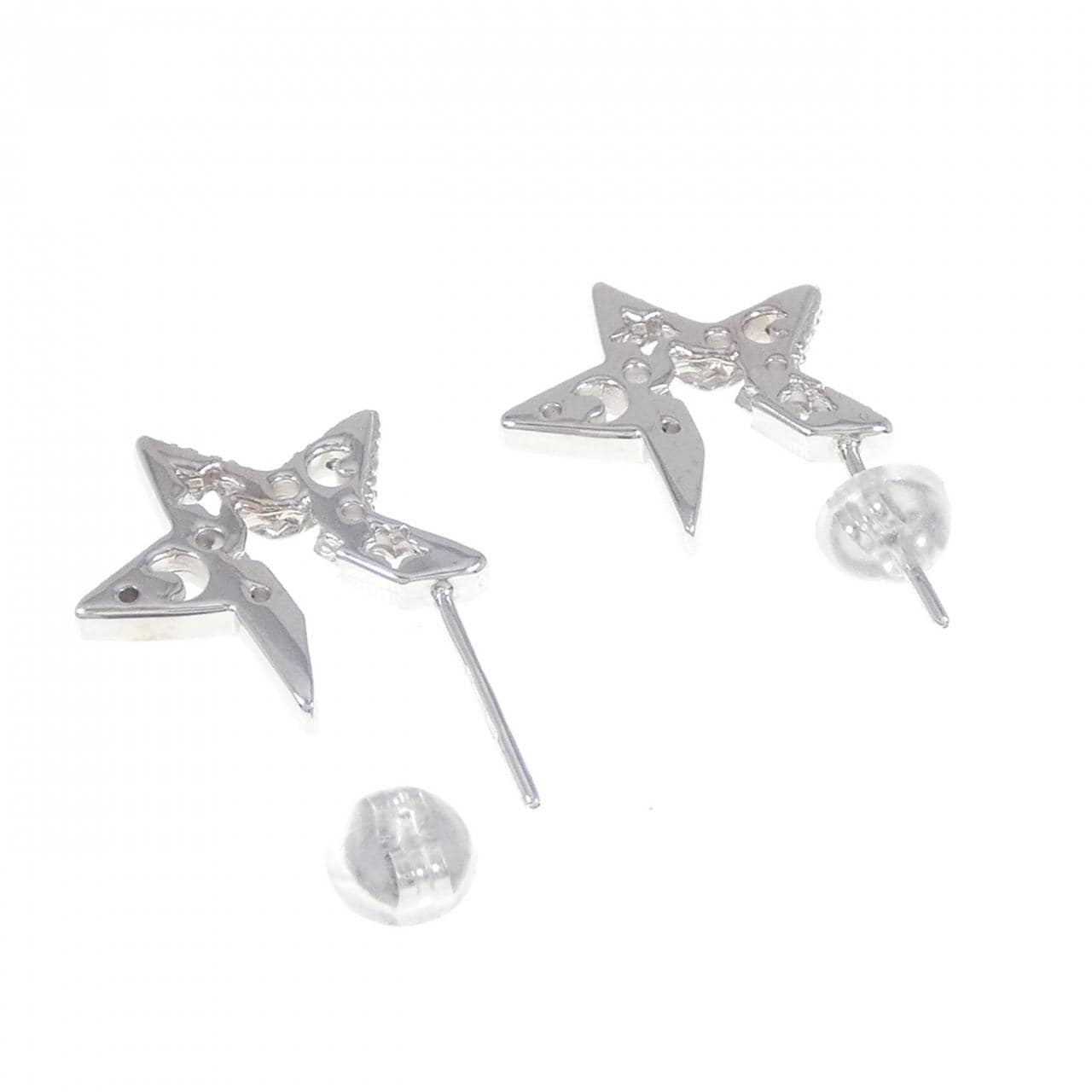 750WG/K18WG スター ダイヤモンド ピアス