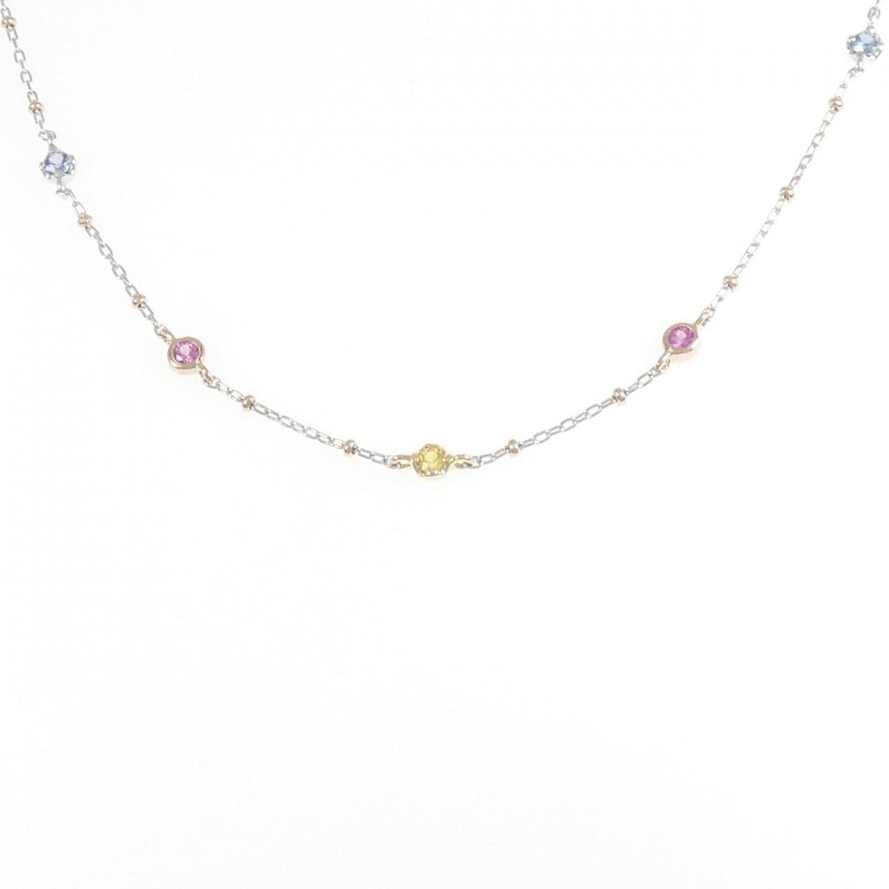 K18スリーカラー サファイヤ ネックレス 0.6CT