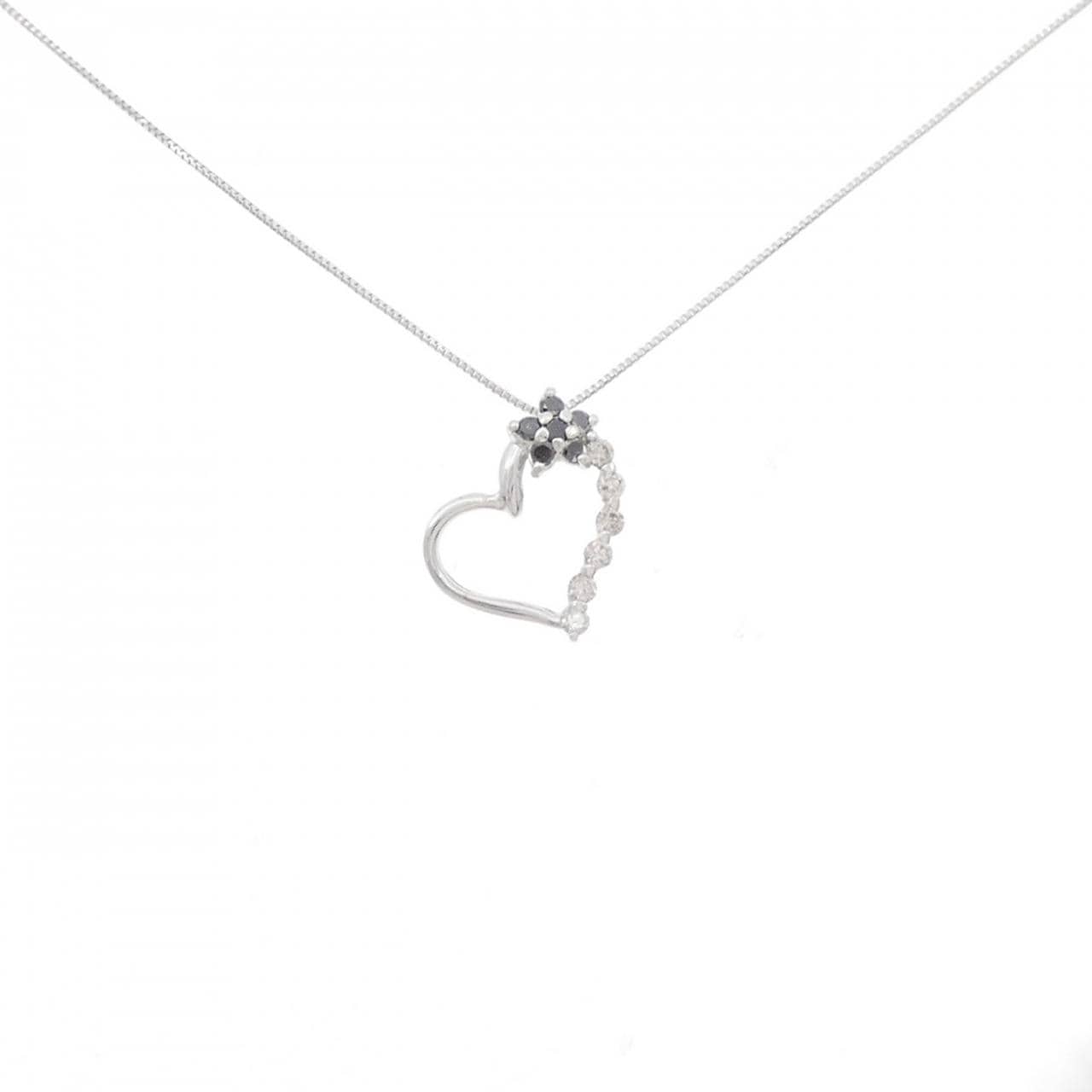 K18WG Heart x Flower Diamond Necklace 0.16CT
