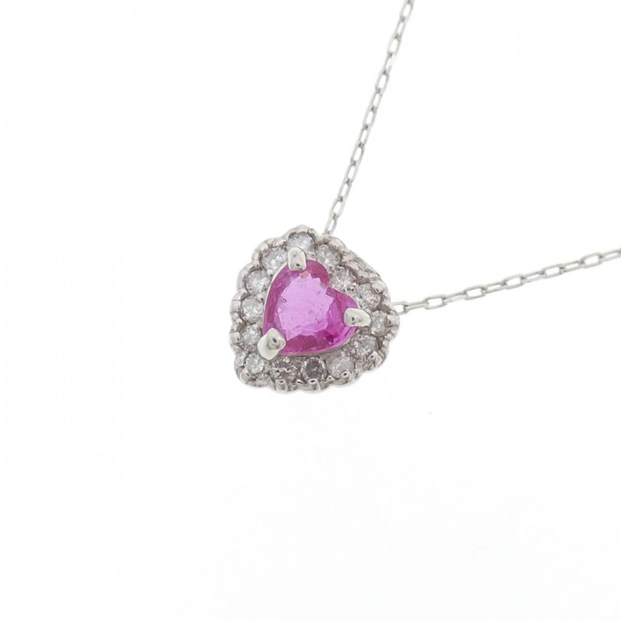 K18WG ハート ルビー ネックレス 0.23CT