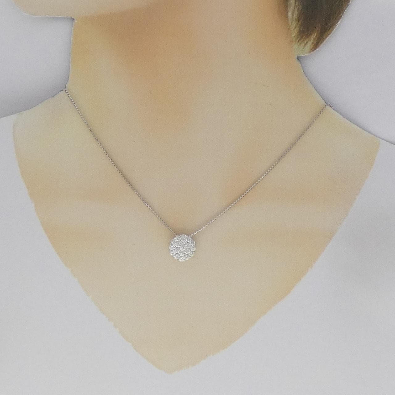 K18WG パヴェ ダイヤモンド ネックレス 1.00CT