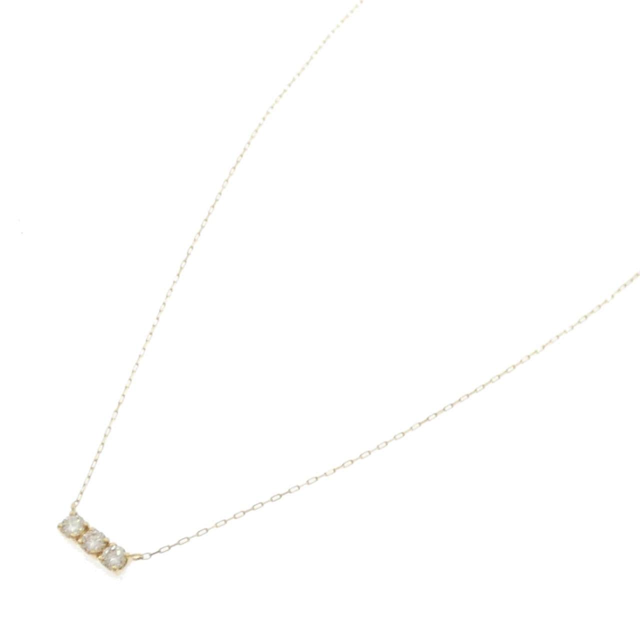 【新品】K18YG スリーストーン ダイヤモンド ネックレス 0.15CT