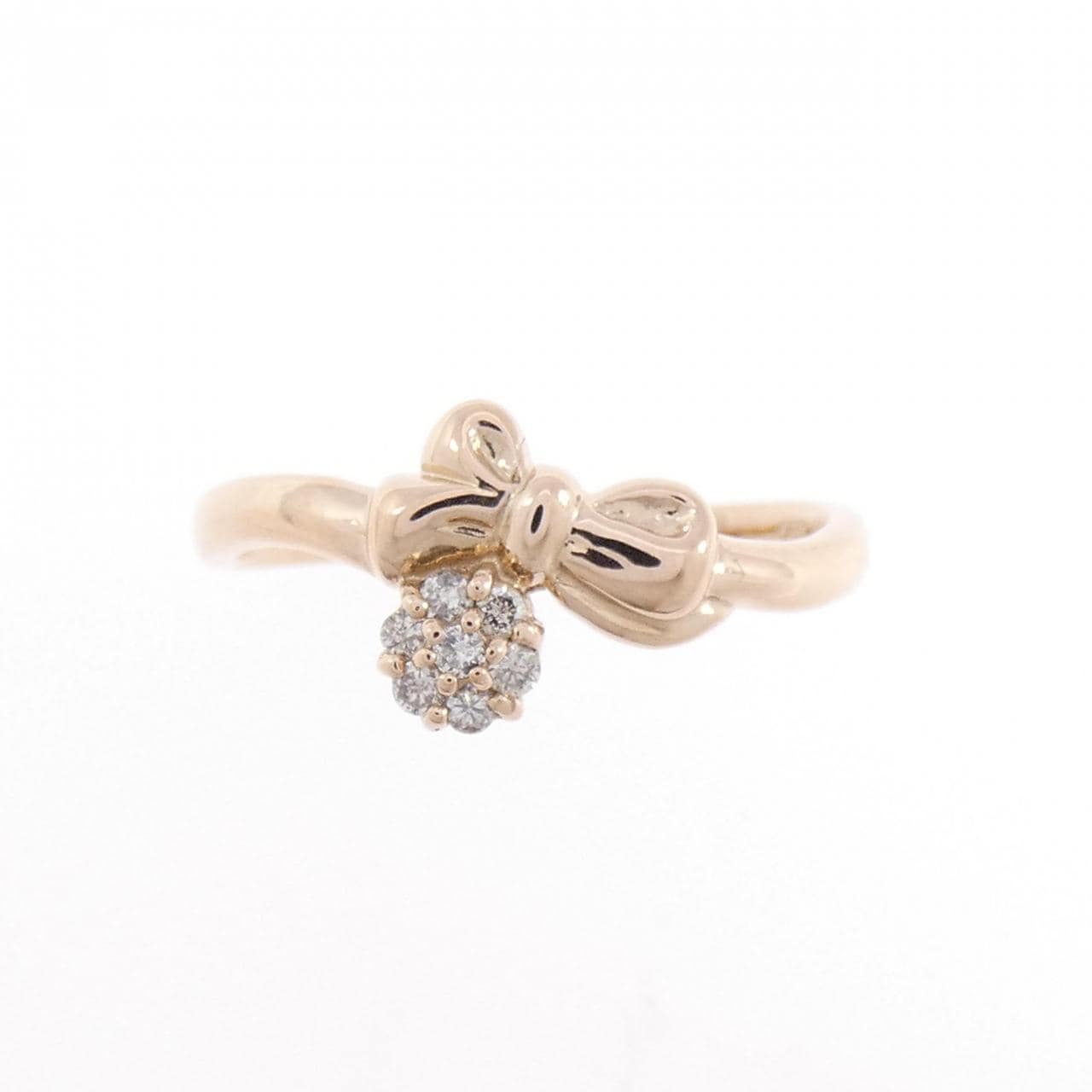 K18PG リボン ダイヤモンド リング 0.07CT