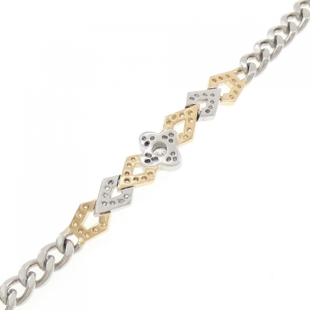 K18YG/K18WG フラワー ダイヤモンド ブレスレット 0.90CT