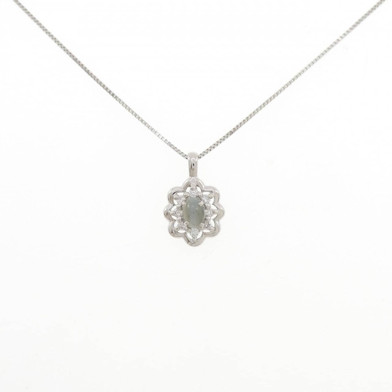 PT900/PT850 アレキサンドライトキャッツアイ ネックレス 0.25CT