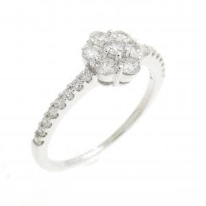 K18WG フラワー ダイヤモンド リング 0.50CT