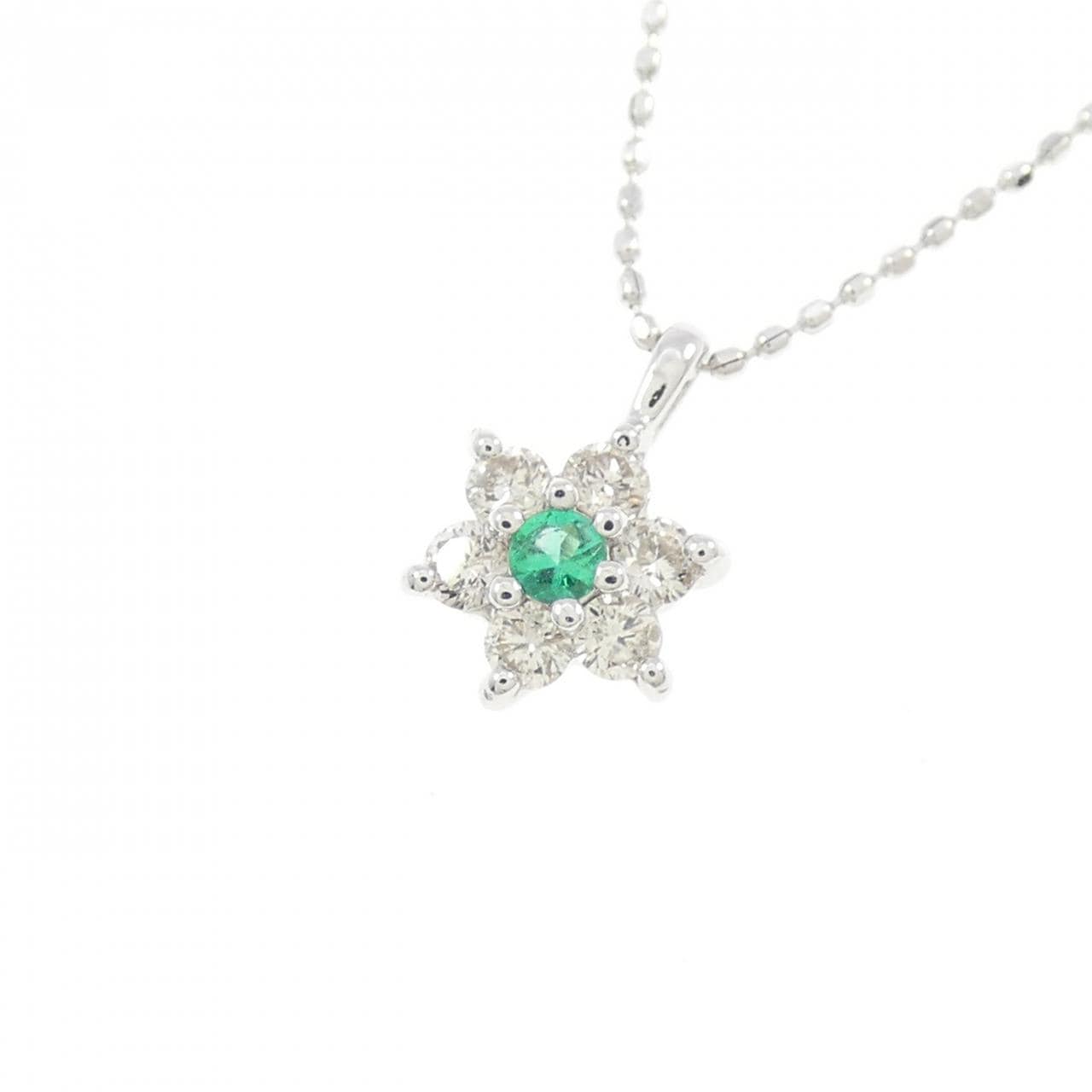 K18WG エメラルド ネックレス