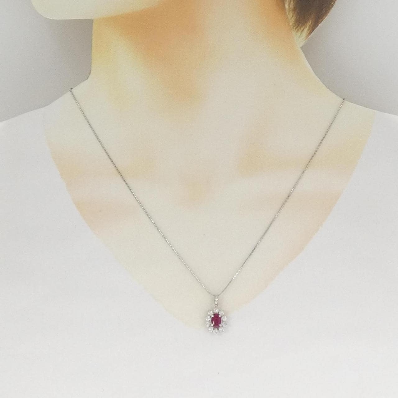 PT900/PT850 ルビー ネックレス 1.0CT