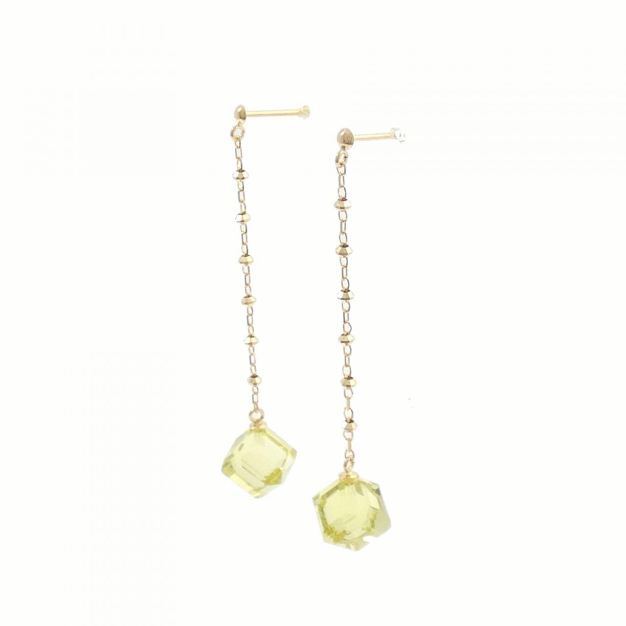 K18YG クオーツ ピアス 4.00CT