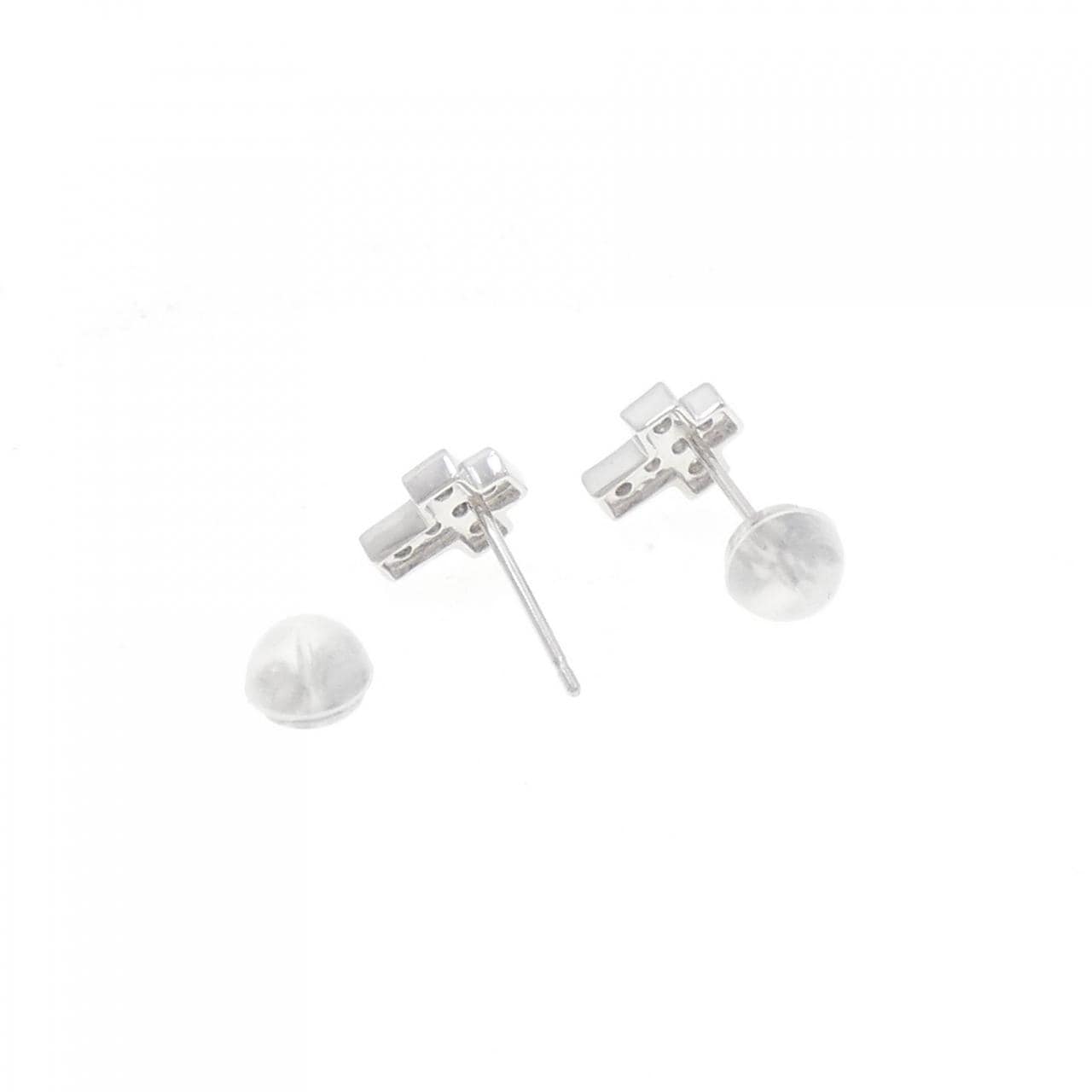 K18WG クロス ダイヤモンド ピアス 0.20CT