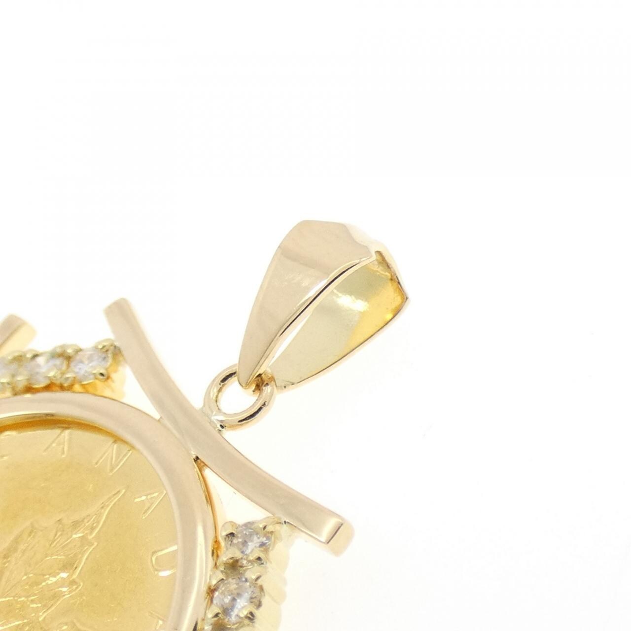 K18YG（框架）鑽石硬幣吊墜0.13CT