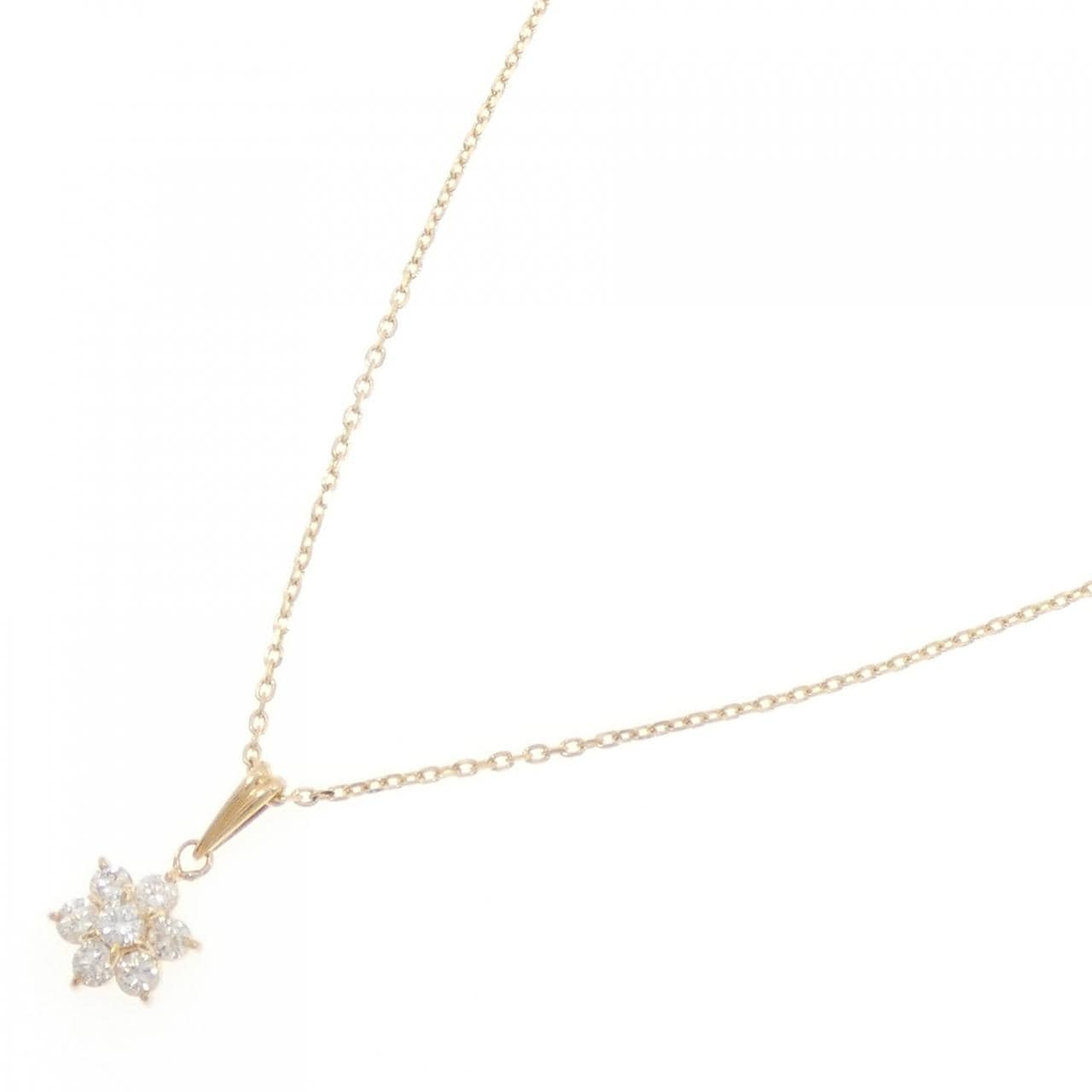 K18YG フラワー ダイヤモンド ネックレス 0.46CT