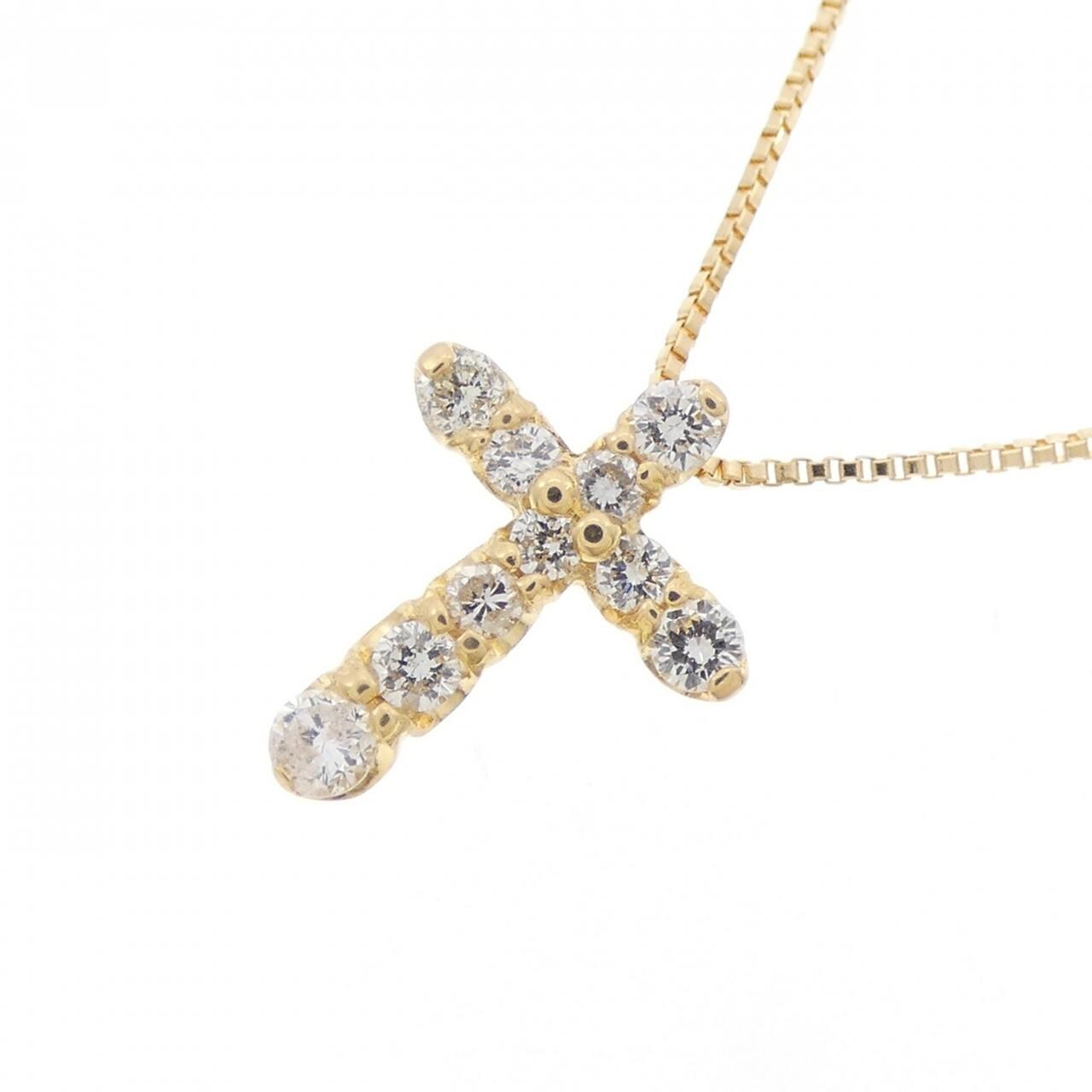 K18YG クロス ダイヤモンド ネックレス 0.20CT