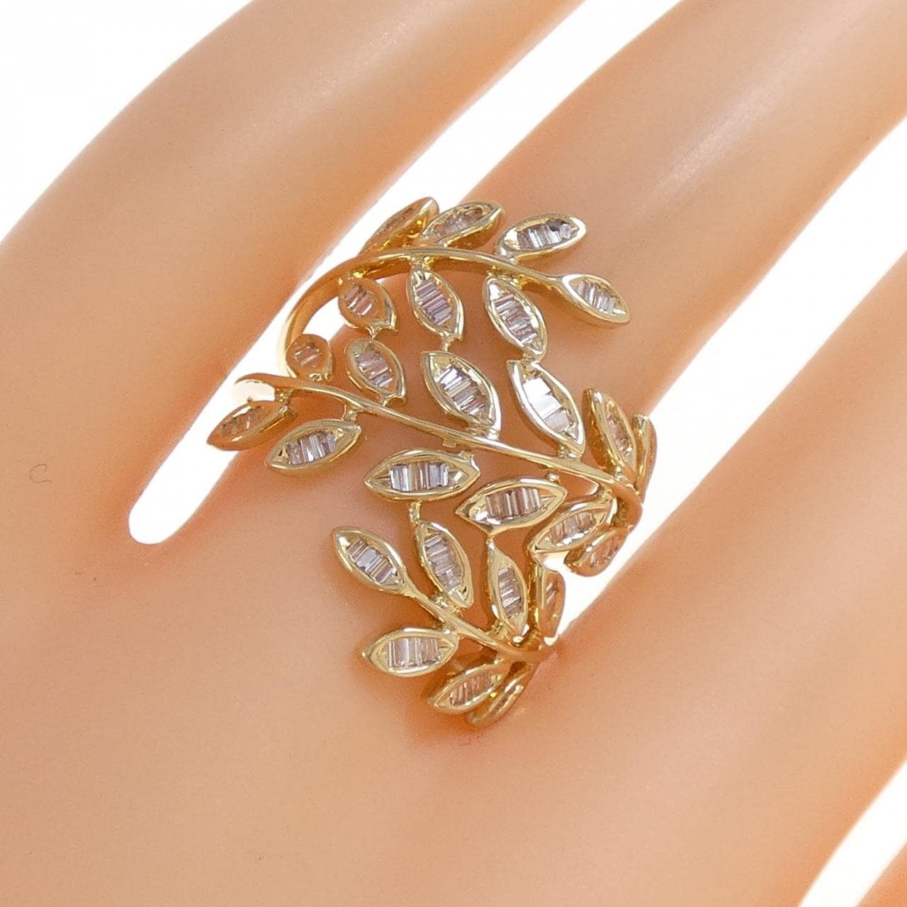K18YG リーフ ダイヤモンド リング 0.50CT