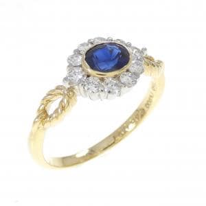 750YG/PT900 サファイヤ リング 0.48CT