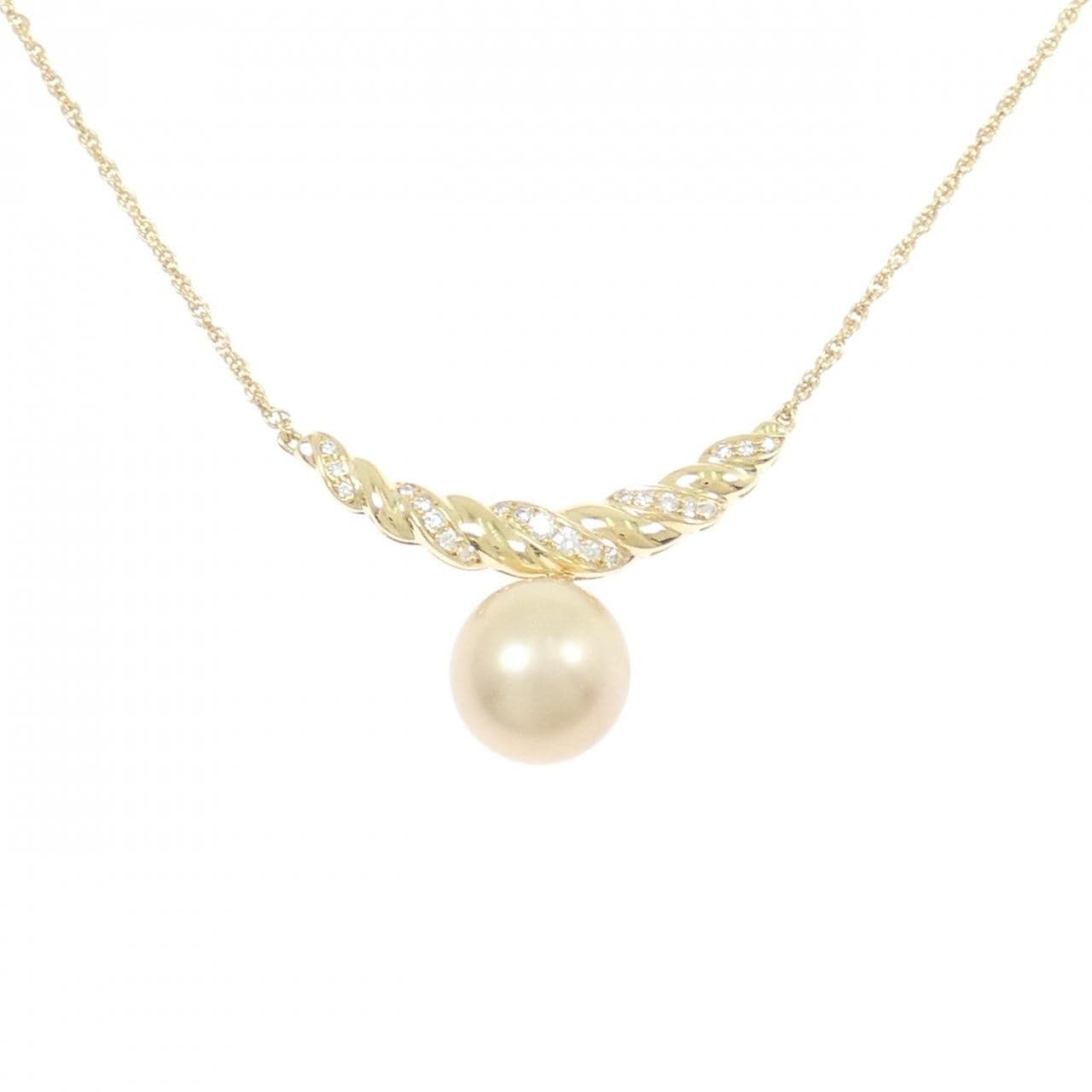 ミキモト ゴールデンパールダイヤネックレス ネックレス 12.3mm