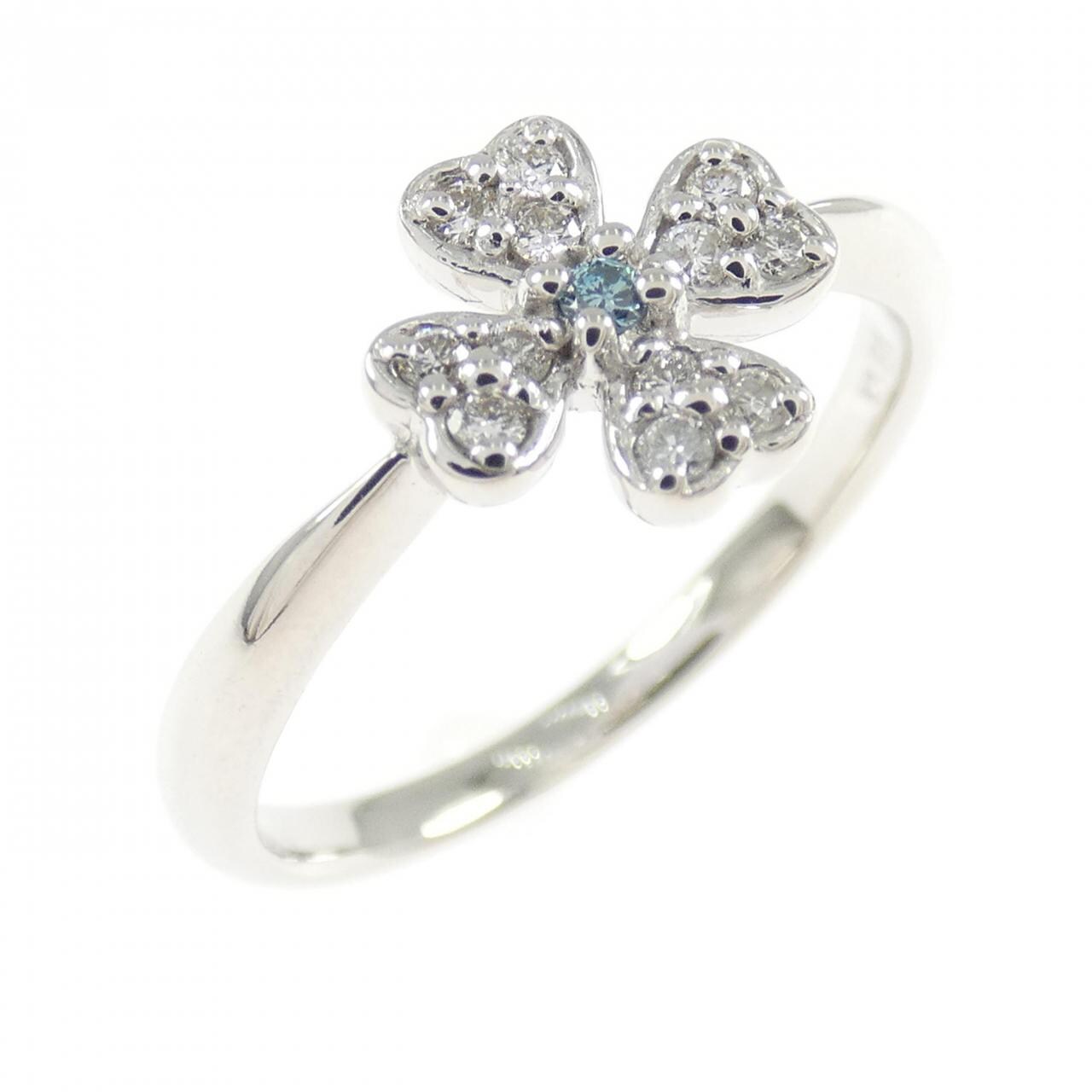 K18WG フラワー ダイヤモンド リング 0.13CT