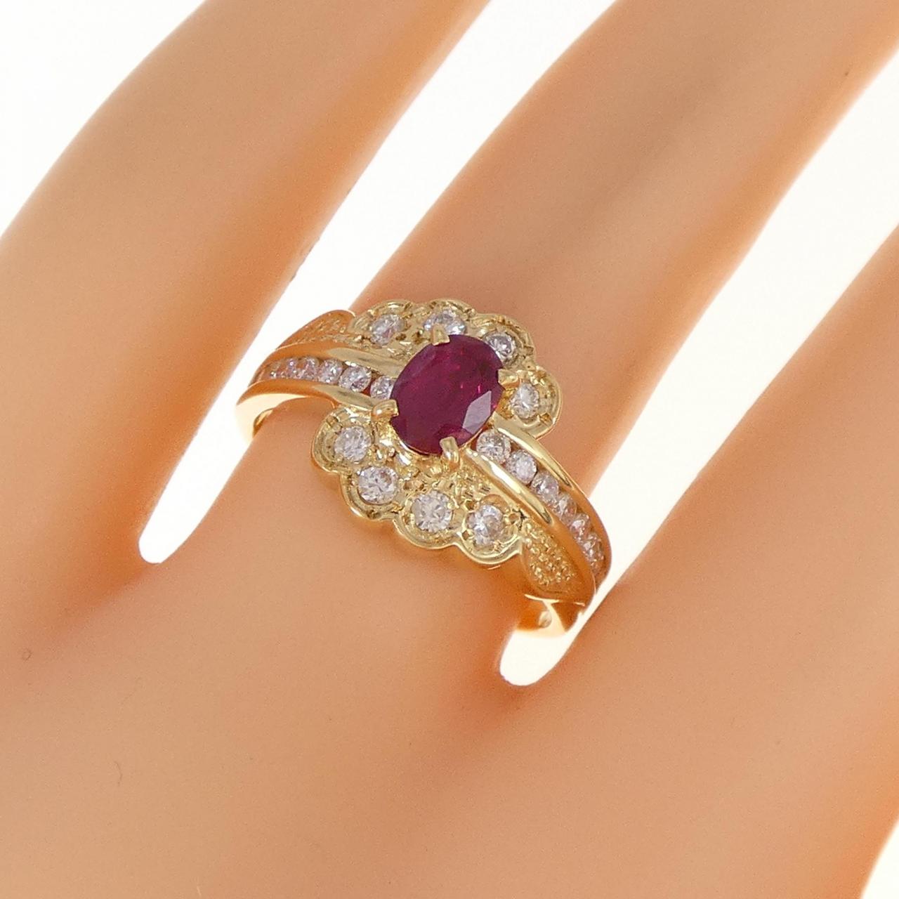 K18YG ルビー リング 0.68CT