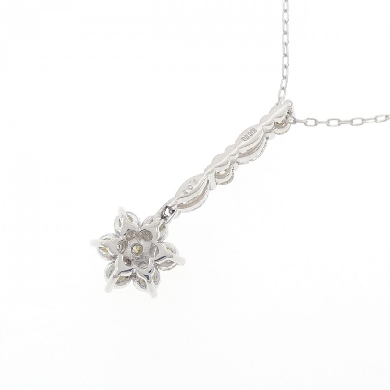 K18WG フラワー ダイヤモンド ネックレス 1.07CT