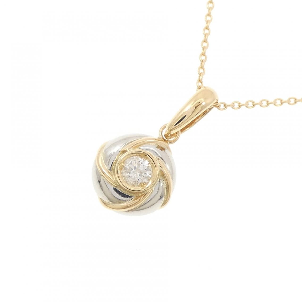 K18YG/PT900 ダイヤモンド ネックレス 0.10CT