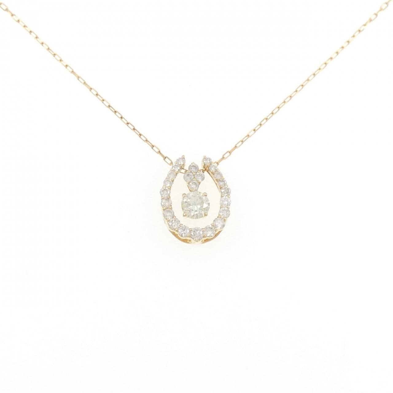 K18YG ホースシュー ダイヤモンド ネックレス 0.25CT