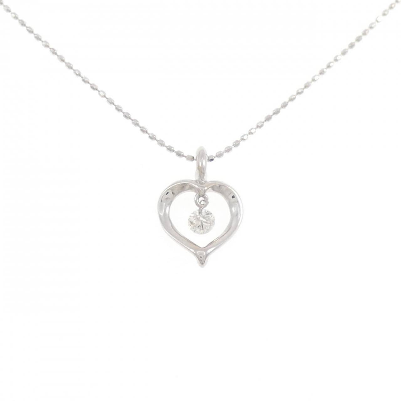 K18WG/750WG ハート ダイヤモンド ネックレス 0.10CT