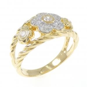 K18YG/K18WG フラワー ダイヤモンド リング 0.23CT