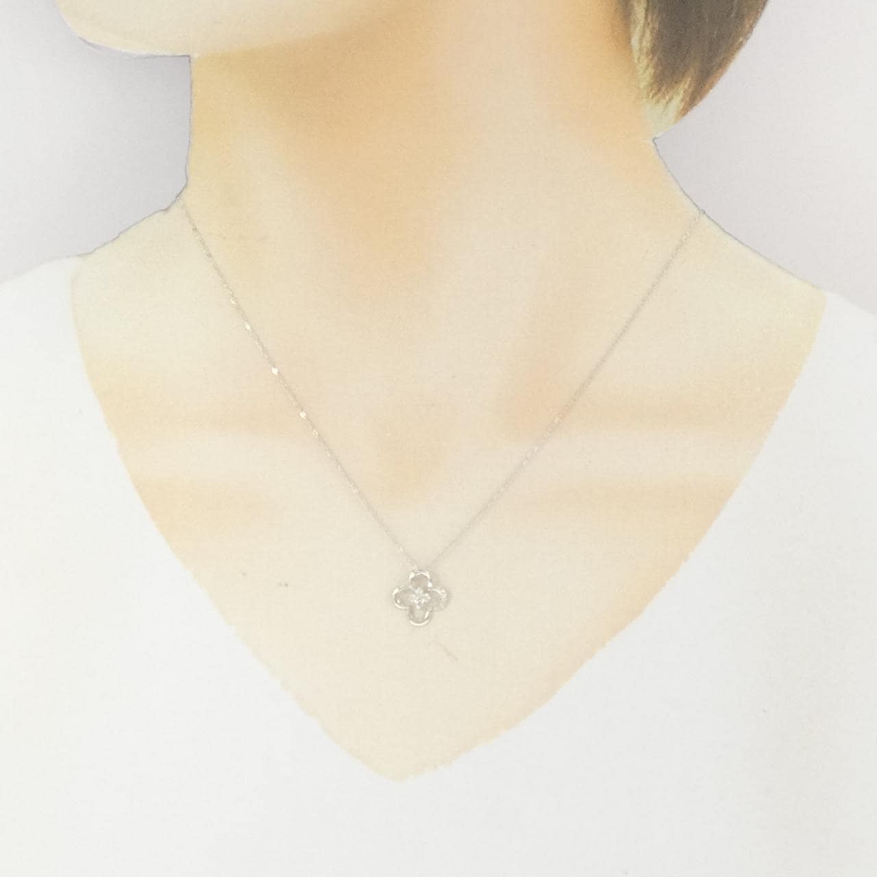 K18WG ダイヤモンド ネックレス 0.10CT