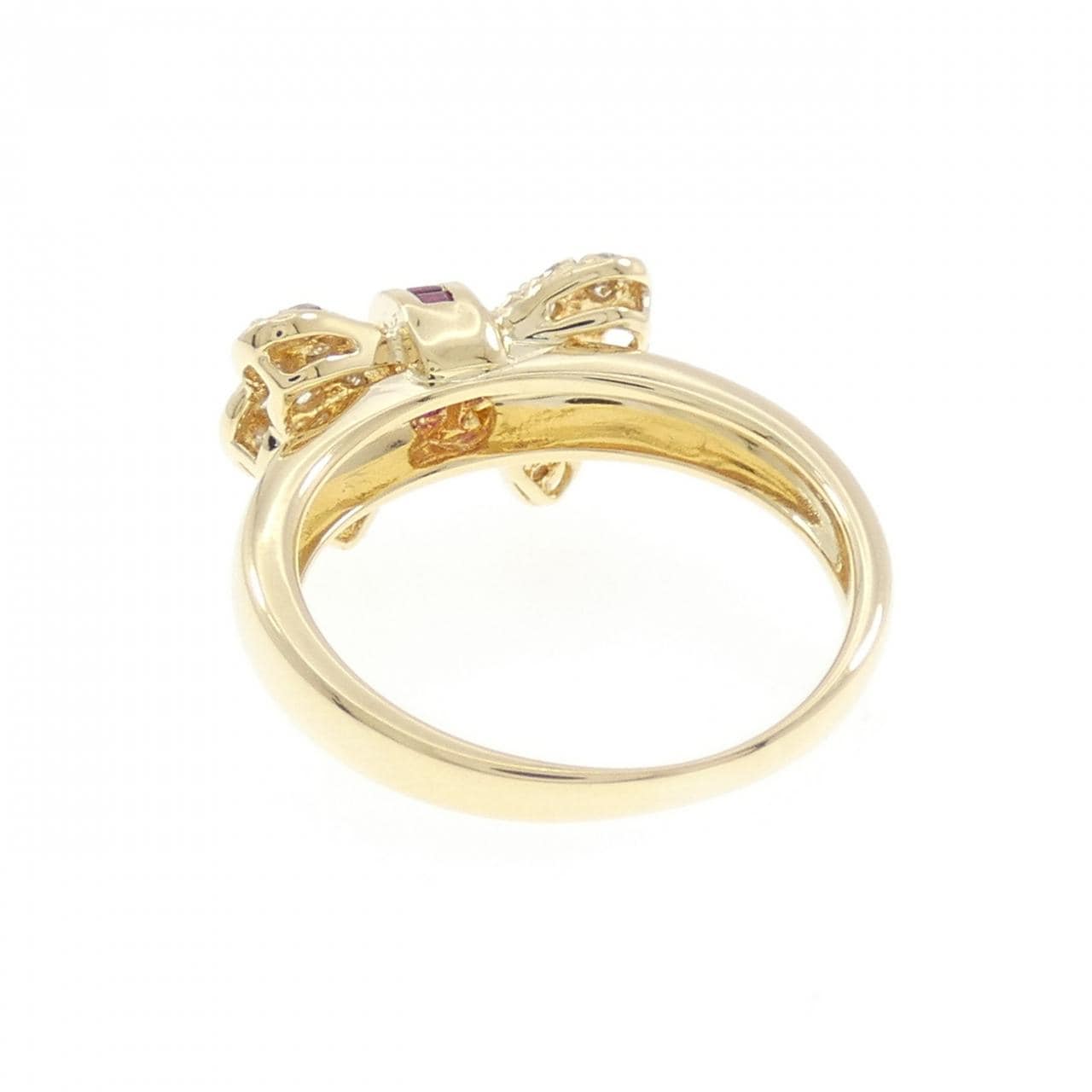 K18YG リボン ルビー リング 0.1CT