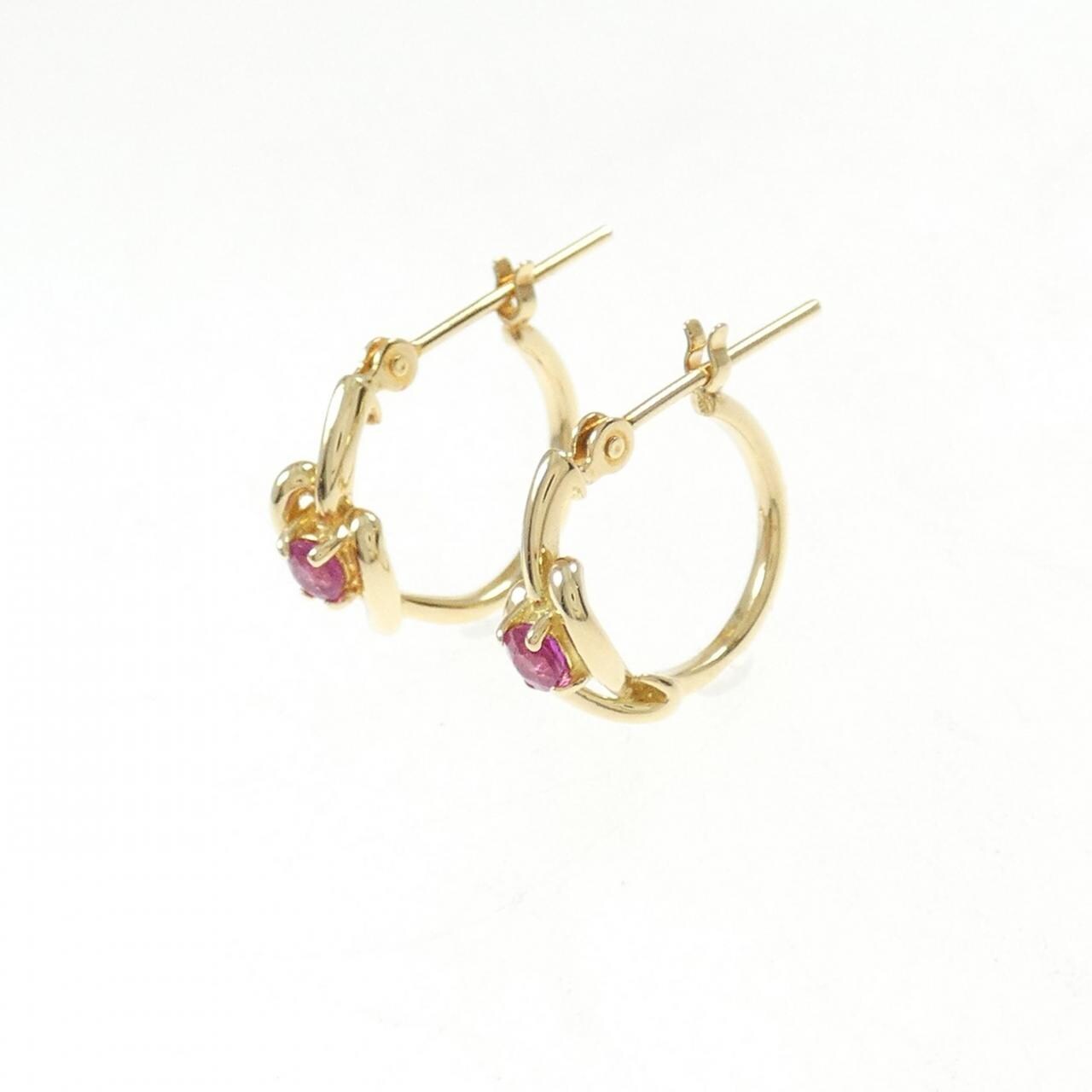 K18YG ruby earrings