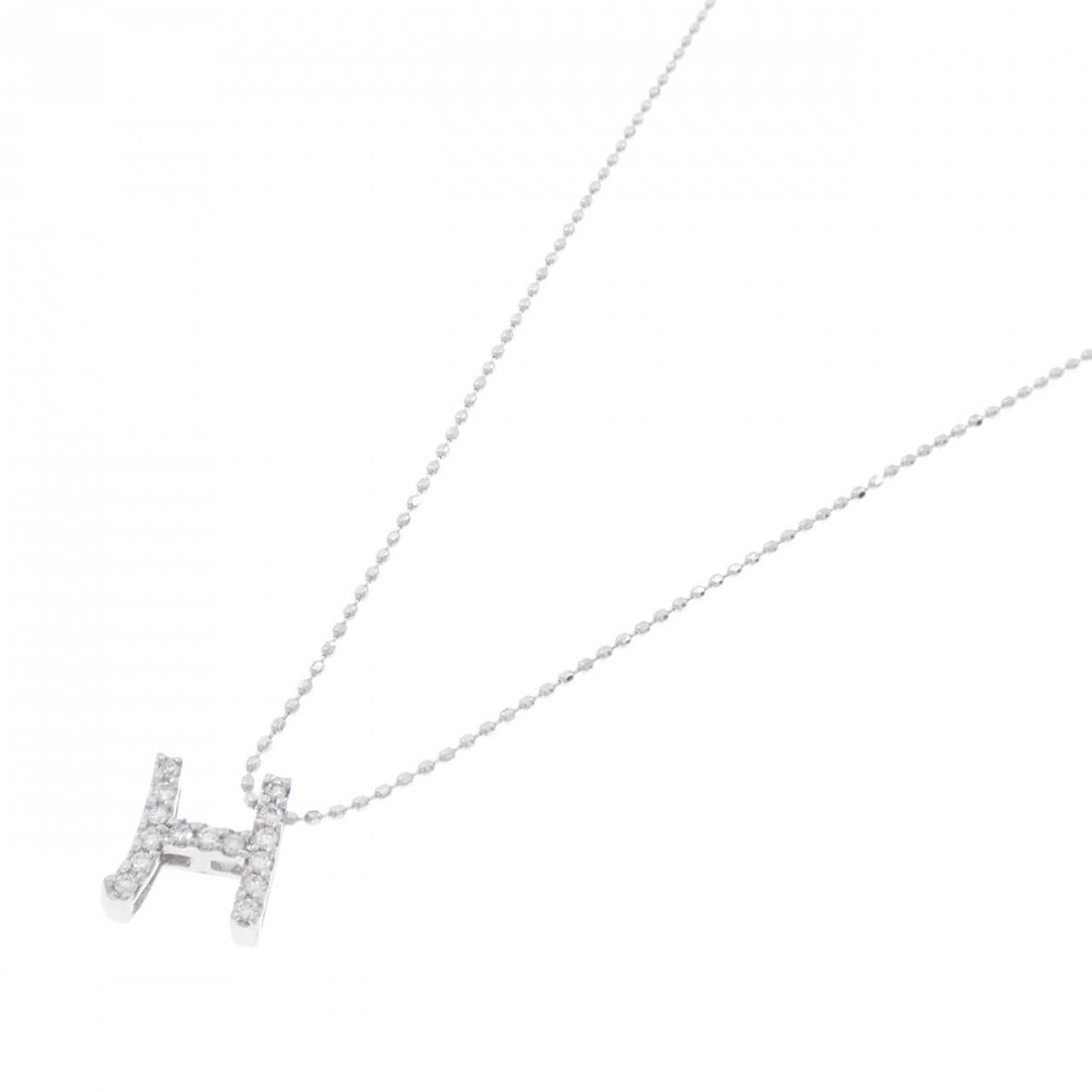 K18WG Initial H Diamond Necklace 0.10CT