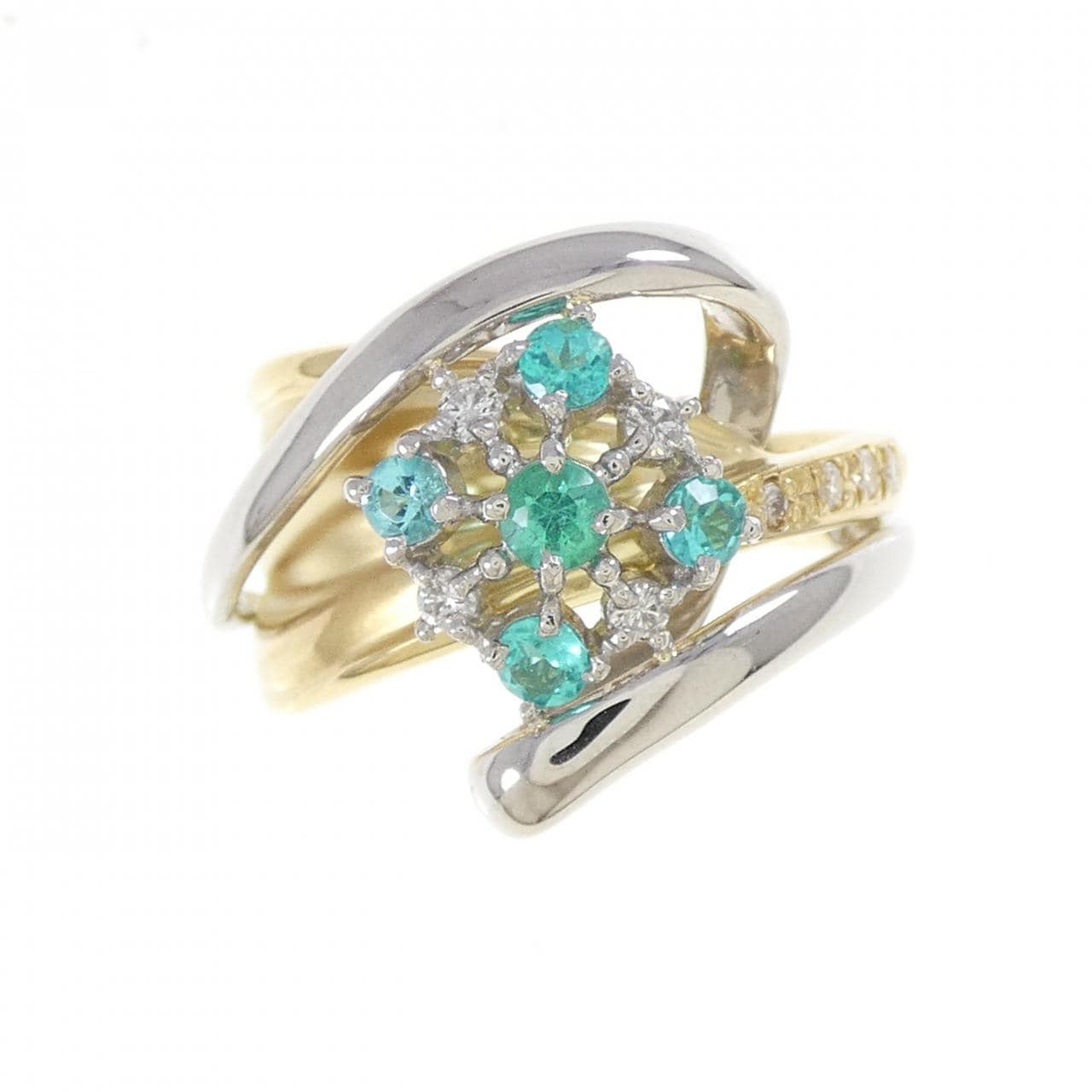 K18YG/PT900 パライバトルマリン リング