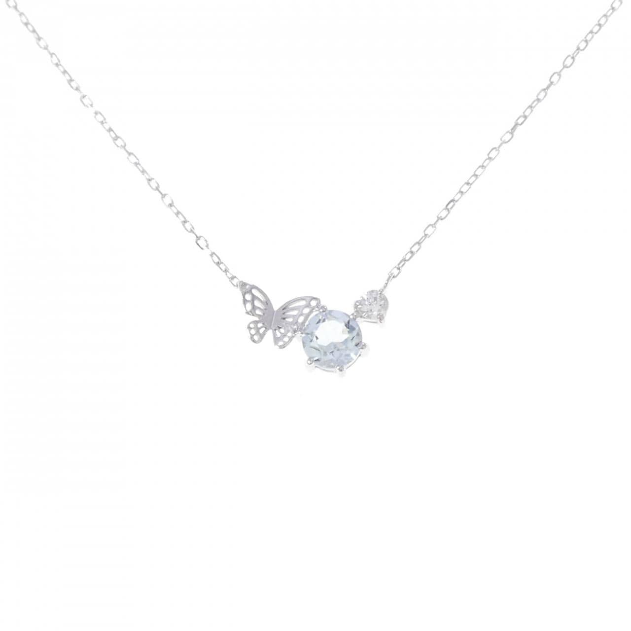 K10WG バタフライ アクアマリン ネックレス