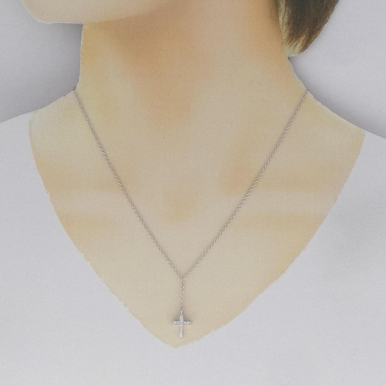 750WG クロス ダイヤモンド ネックレス