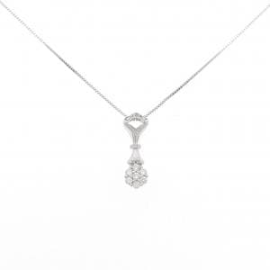 K18WG フラワー ダイヤモンド ネックレス 0.18CT