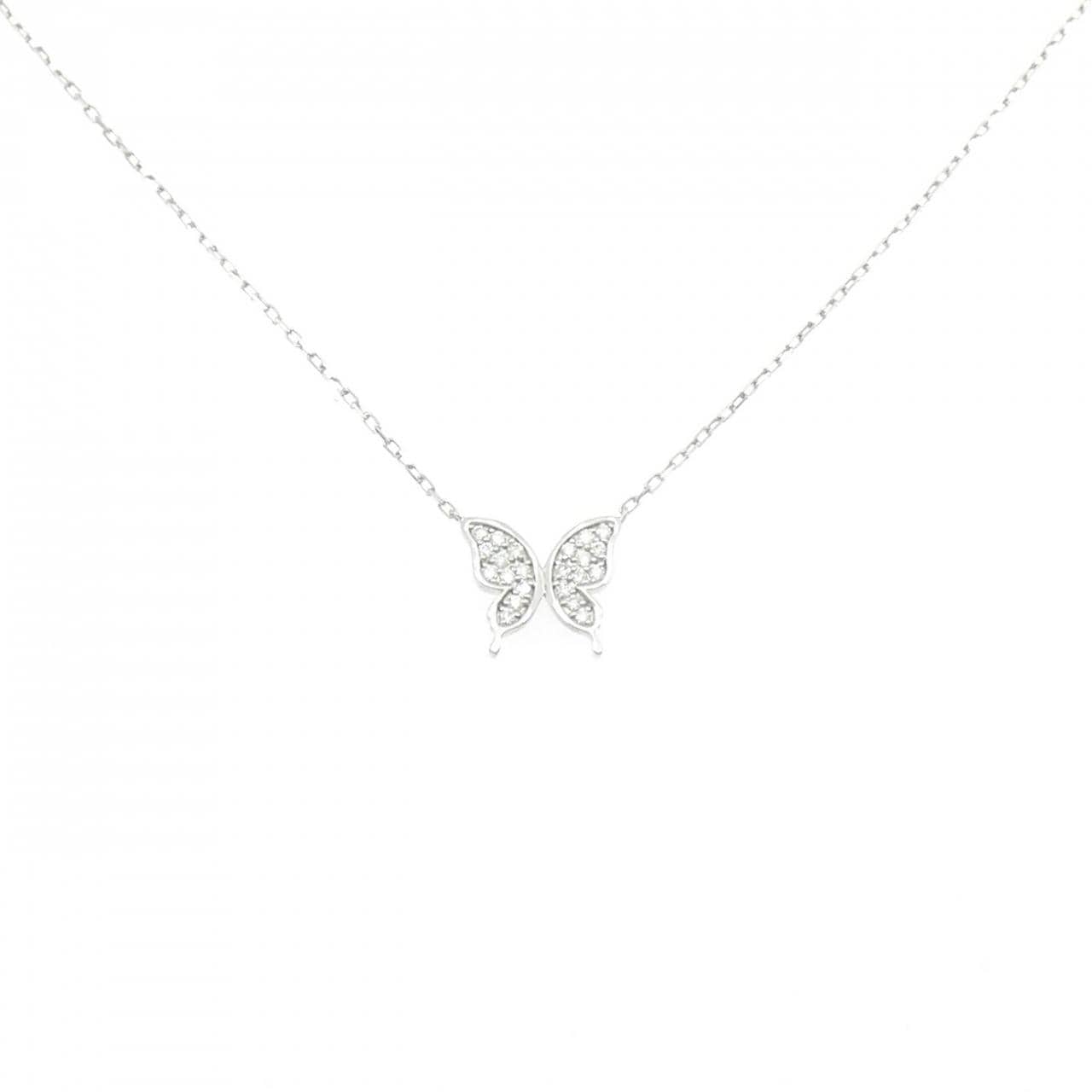 PT950/PT850 バタフライ ダイヤモンド ネックレス 0.07CT