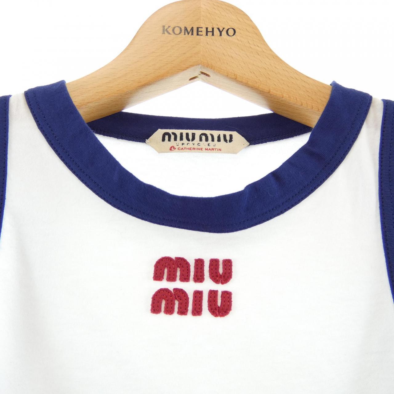 ミュウミュウ MIU MIU MIU MIU UPCYCLED　MIU MIU ロゴ MJT718 SOOO 1787 タンクトップ