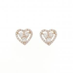 K18PG ハート ダイヤモンド ピアス 0.80CT