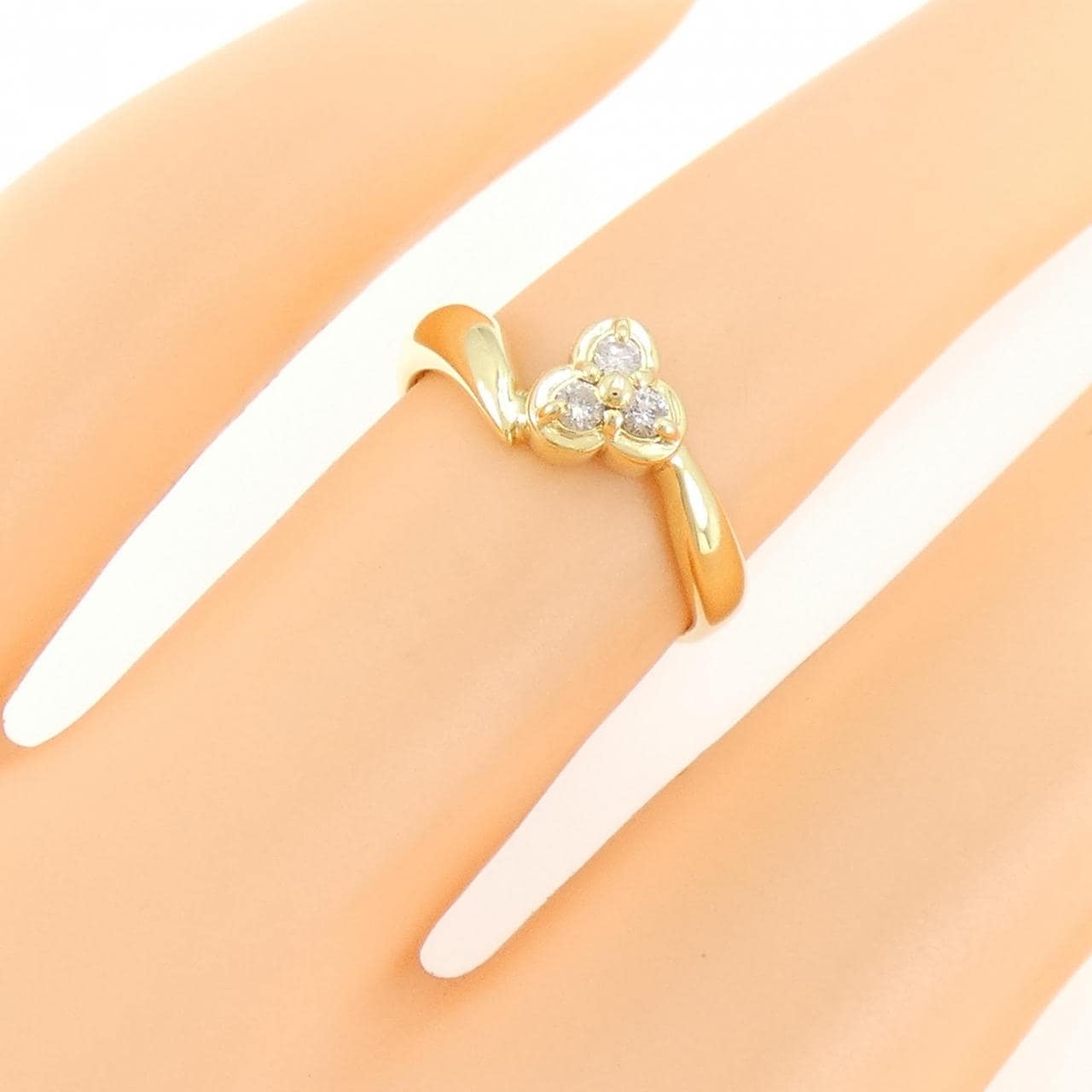K18YG スリーストーン ダイヤモンド リング 0.08CT
