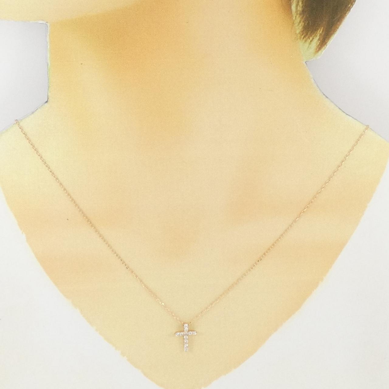 K18PG クロス ダイヤモンド ネックレス 0.2CT