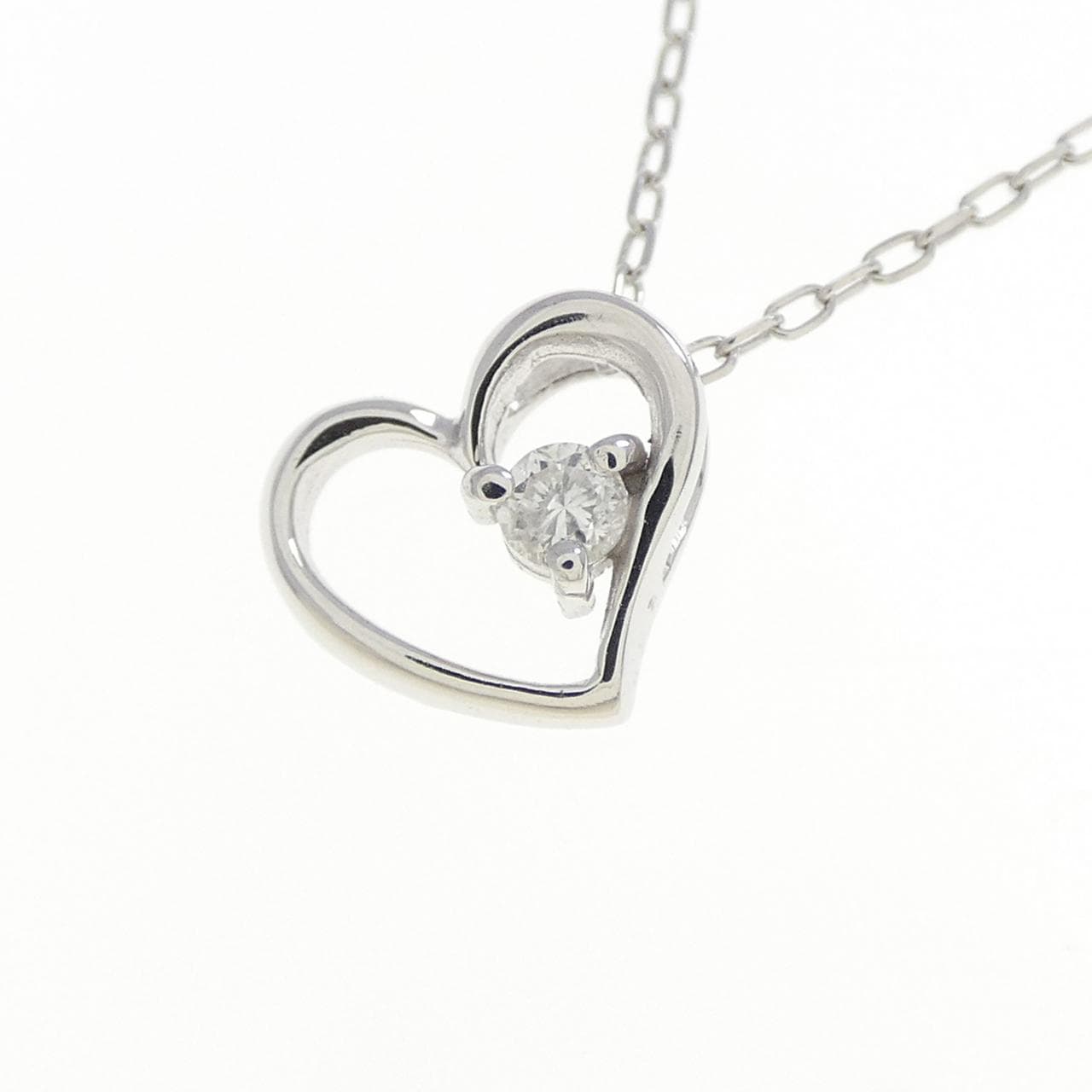 K10WG ハート ダイヤモンド ネックレス 0.03CT