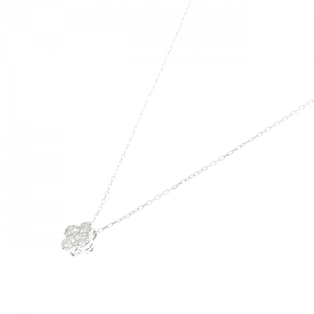 K18WG フラワー ダイヤモンド ネックレス 0.25CT