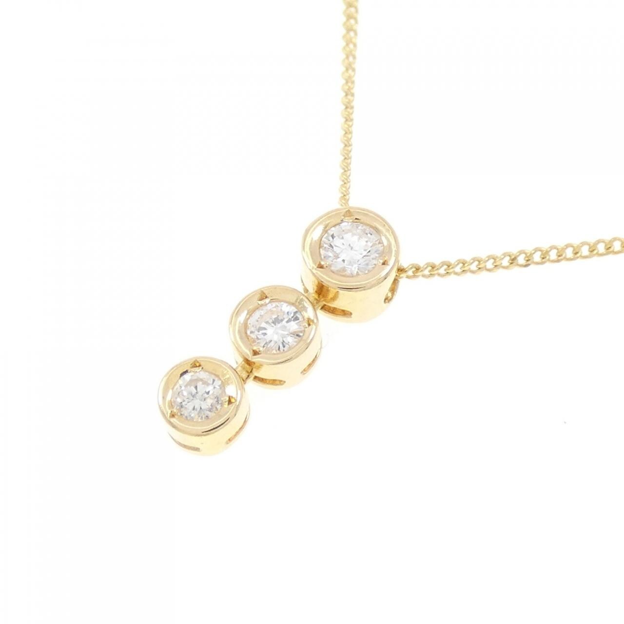 K18YG Three Stone Diamond Necklace 0.20CT