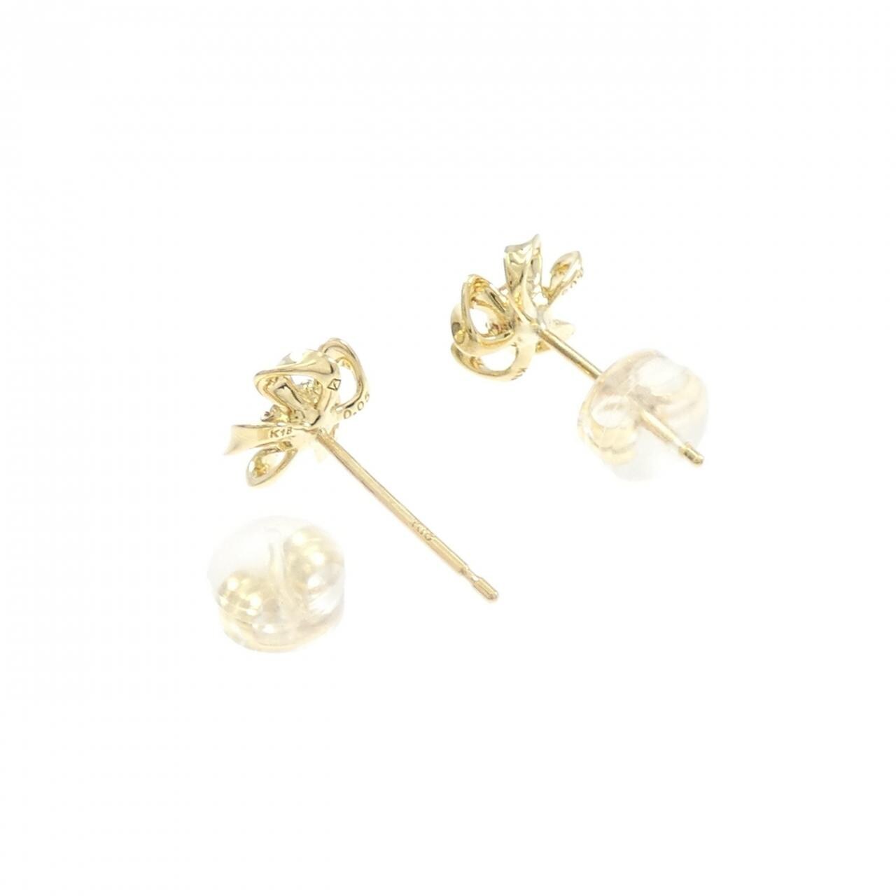 K18YG フラワー ダイヤモンド ピアス 0.10CT